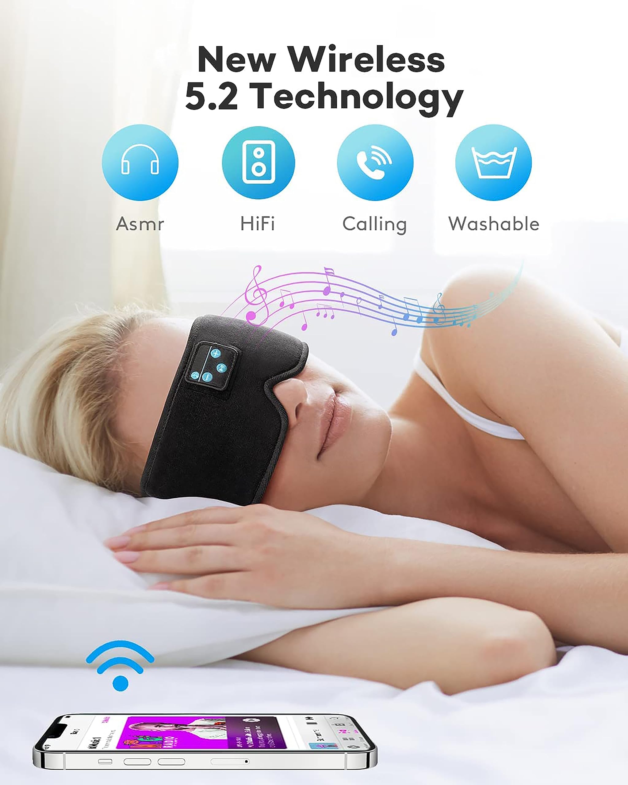 Foto 3 pulgar | Auriculares Para Dormir, Máscara Para Ojos Ezona 3d, Con Bloqueo De Luz Inalámbrico - Venta Internacional.
