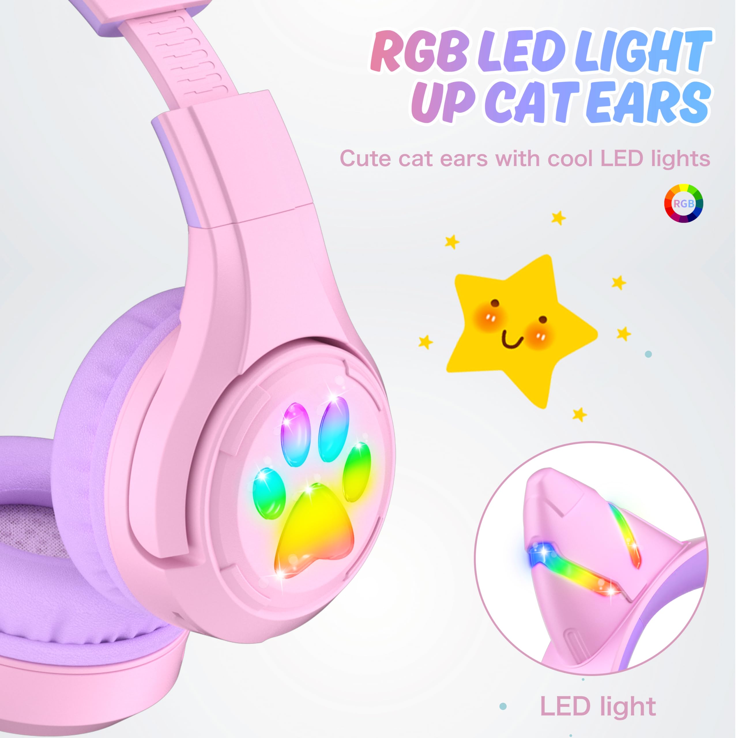 Foto 4 pulgar | Auriculares Bluetooth Riwbox Cf9 Cat Ear Kids Con Iluminación Led - Venta Internacional.