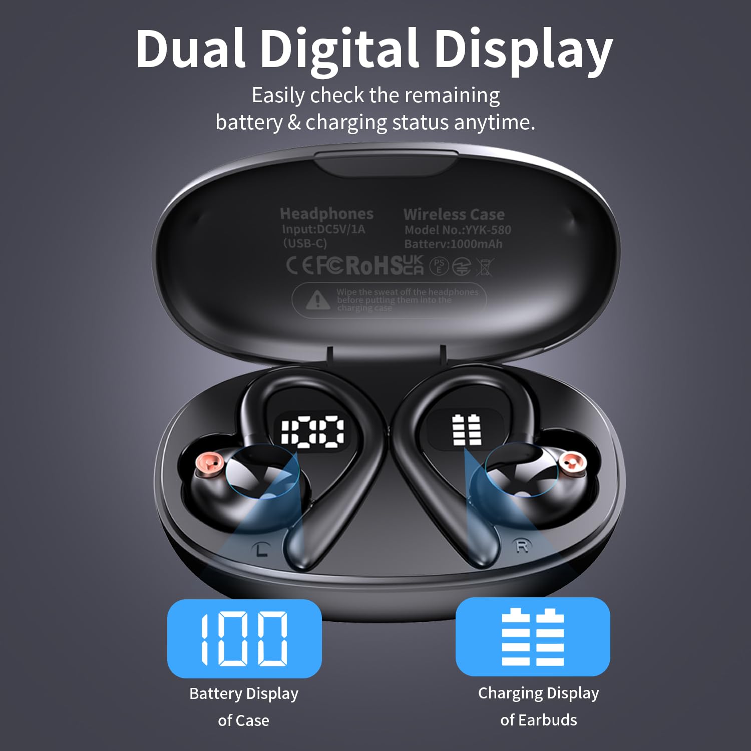 Foto 6 | Auriculares Inalámbricos Shijiaet Yyk-580 Bluetooth 5.3 Ipx7 120h Bl - Venta Internacional.
