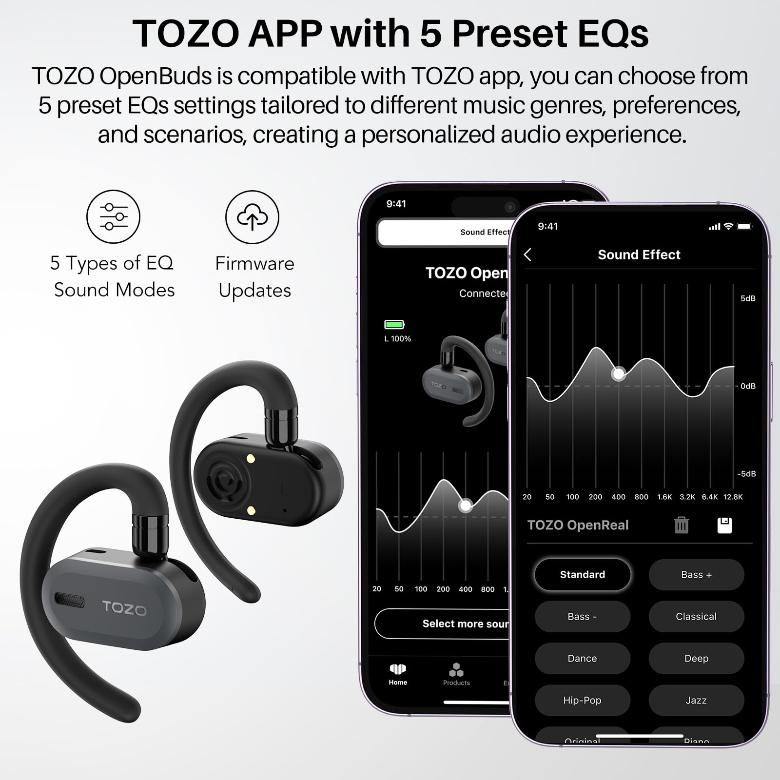 Foto 8 pulgar | Auriculares Inalámbricos Tozo Openbuds Bluetooth 5.3 Negros - Venta Internacional