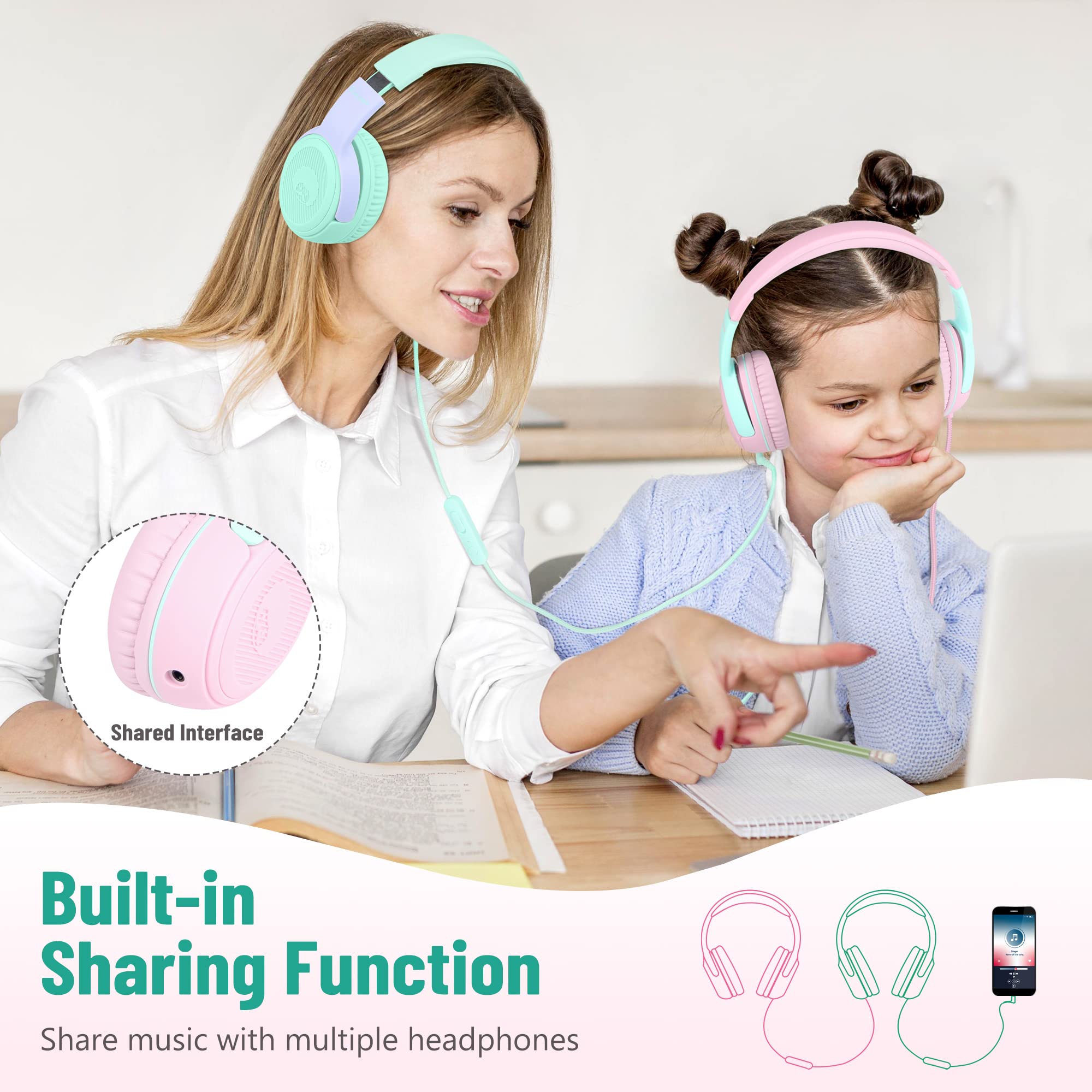 Foto 5 pulgar | Auriculares Rockpapa Share 1 Kids Con Cable Y Micrófono Rosa/gris - Venta Internacional.
