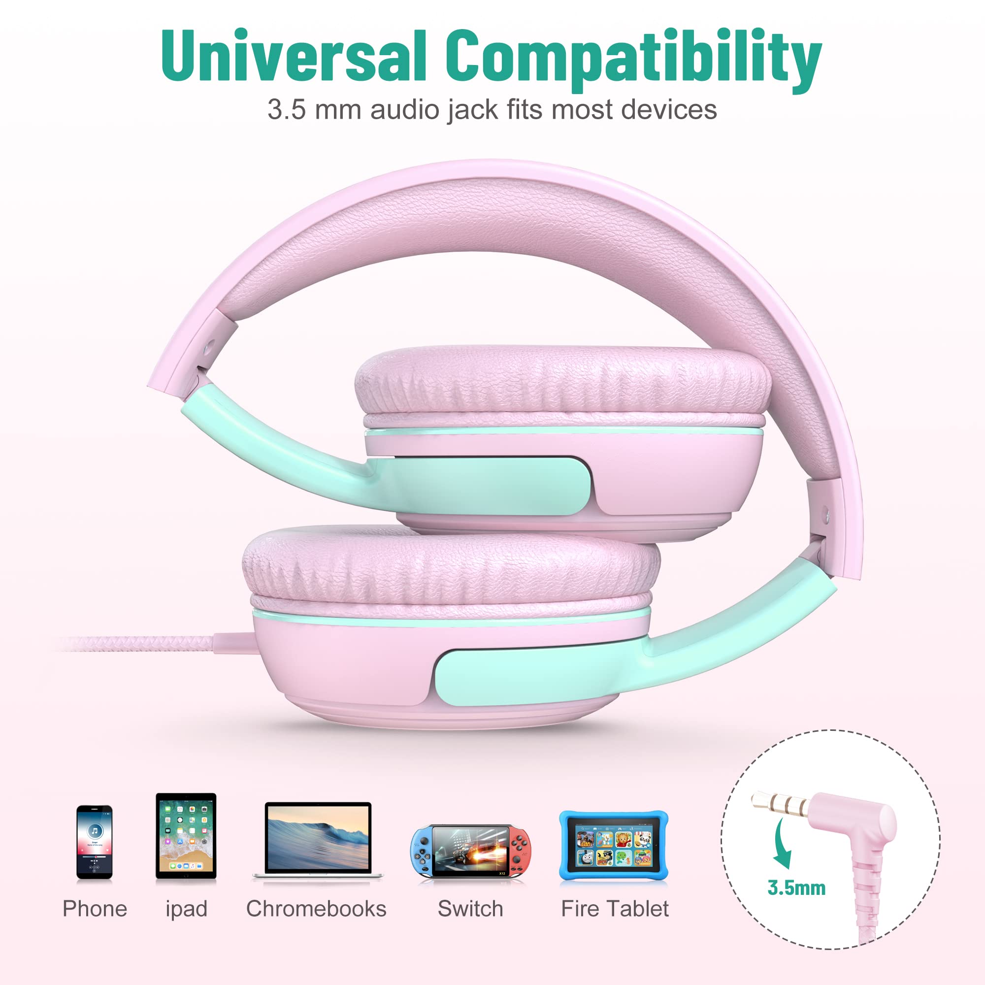 Foto 7 pulgar | Auriculares Rockpapa Share 1 Kids Con Cable Y Micrófono Rosa/gris - Venta Internacional.