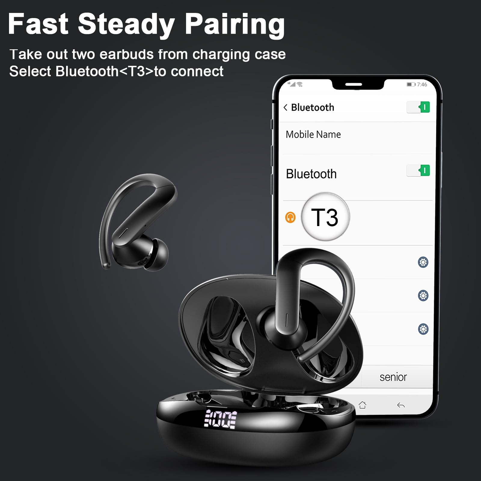 Foto 5 pulgar | Auriculares Inalámbricos Yobola T3 Bluetooth 5.3 40 Horas De Reproducción Ipx7 - Venta Internacional.