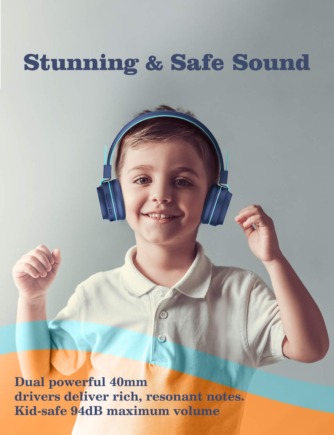 Foto 4 pulgar | Auriculares Bluetooth Iclever Bth03 Con Iluminación Led Para Niños, Color Azul - Venta Internacional.