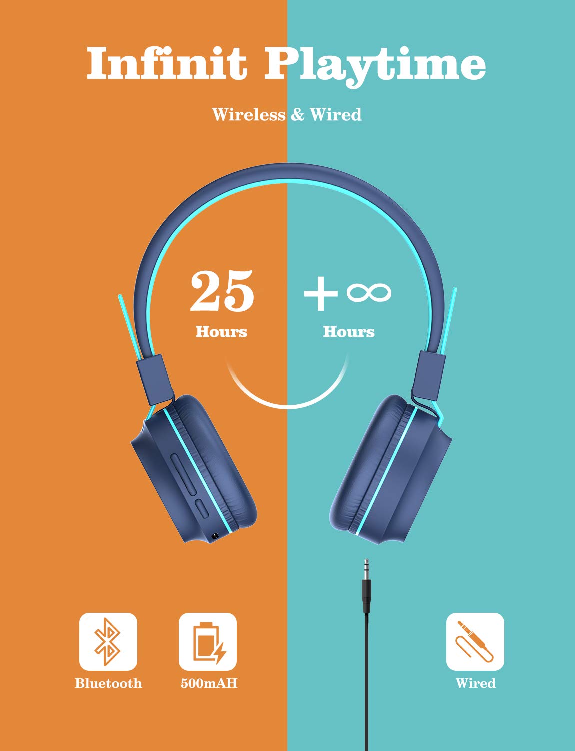 Foto 6 pulgar | Auriculares Bluetooth Iclever Bth03 Con Iluminación Led Para Niños, Color Azul - Venta Internacional.