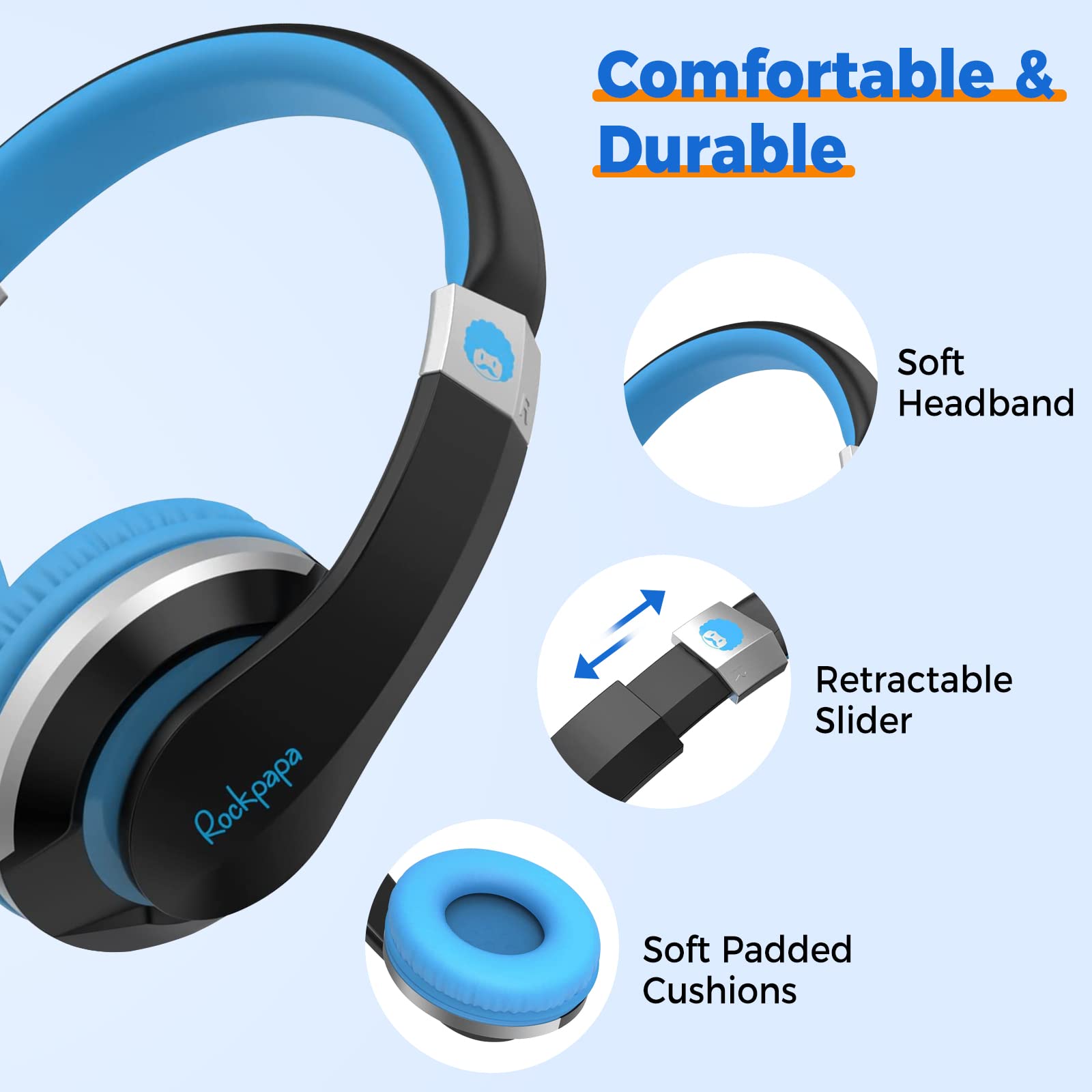 Foto 3 pulgar | Auriculares Rockpapa Hs20 Con Cable Para Niños Con Micrófono Y Conector De 3,5 Mm - Venta Internacional.