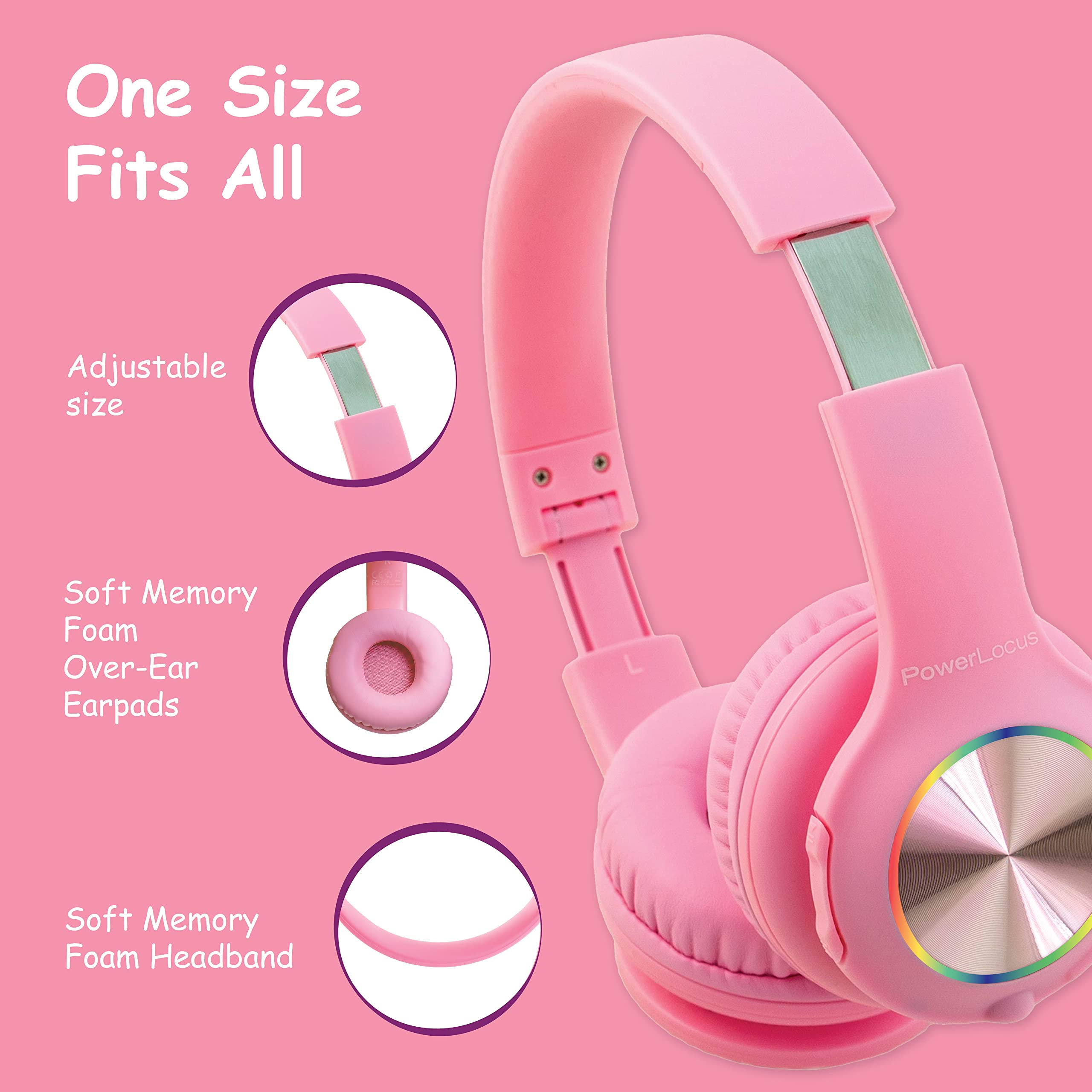 Foto 4 pulgar | Auriculares Bluetooth Powerlocus Led Para Niños Con Luces Led 30h - Venta Internacional.