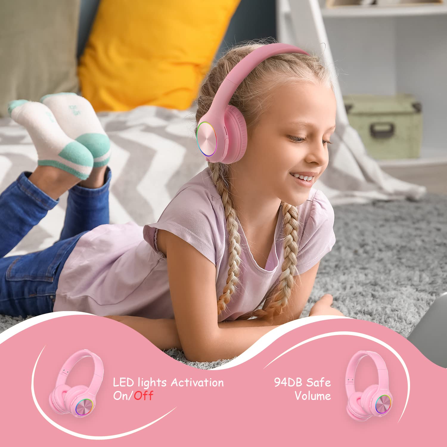 Foto 6 pulgar | Auriculares Bluetooth Powerlocus Led Para Niños Con Luces Led 30h - Venta Internacional.