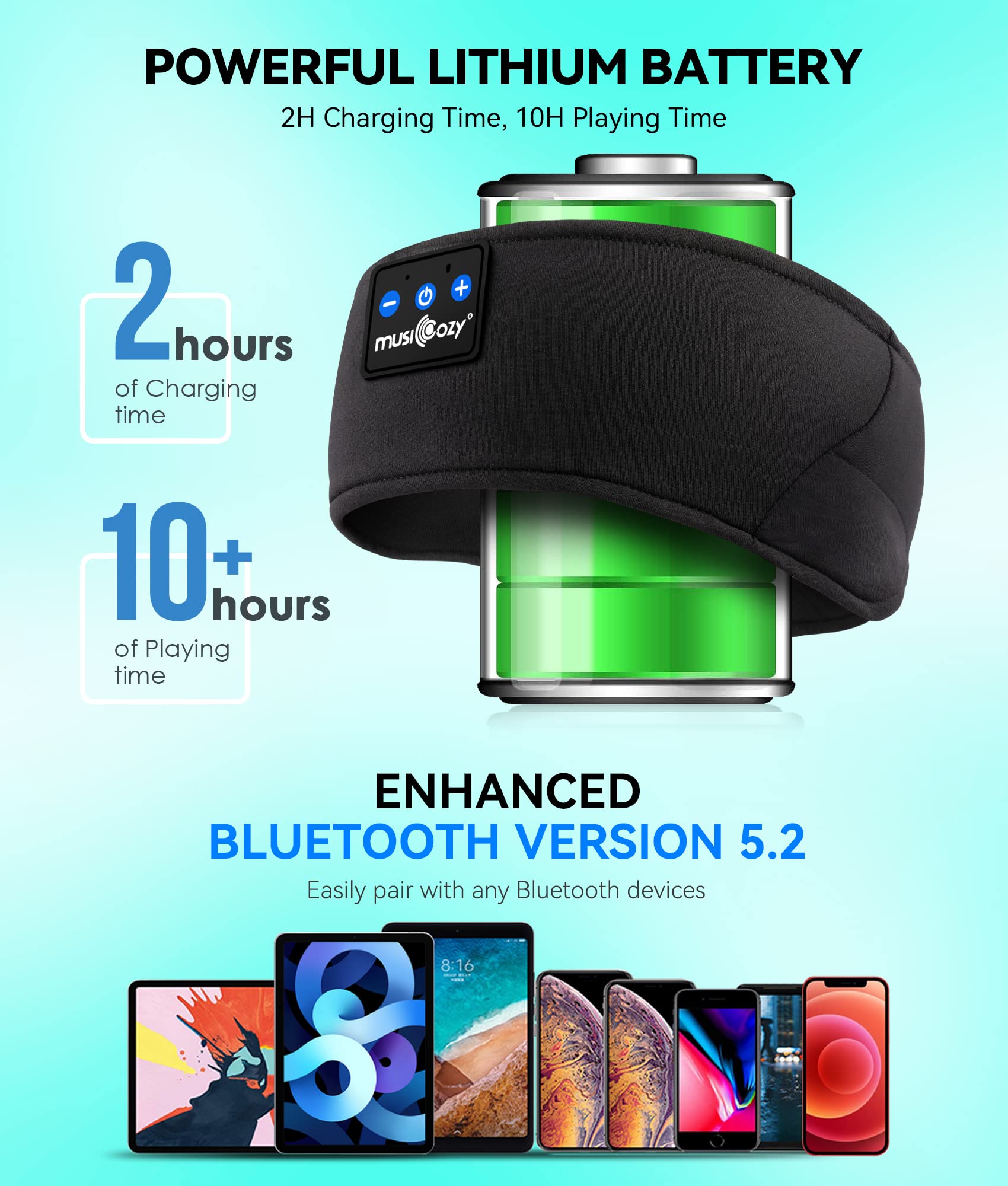 Foto 5 | Auriculares Para Dormir Con Diadema Musicozy Inalámbricos Bluetooth 5.2 - Venta Internacional.