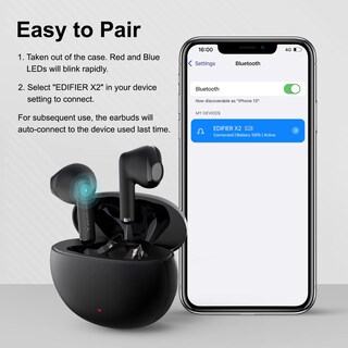 Foto 6 | Auriculares Inalámbricos Edifier X2 Bluetooth Con Micrófono, Color Negro - Venta Internacional.