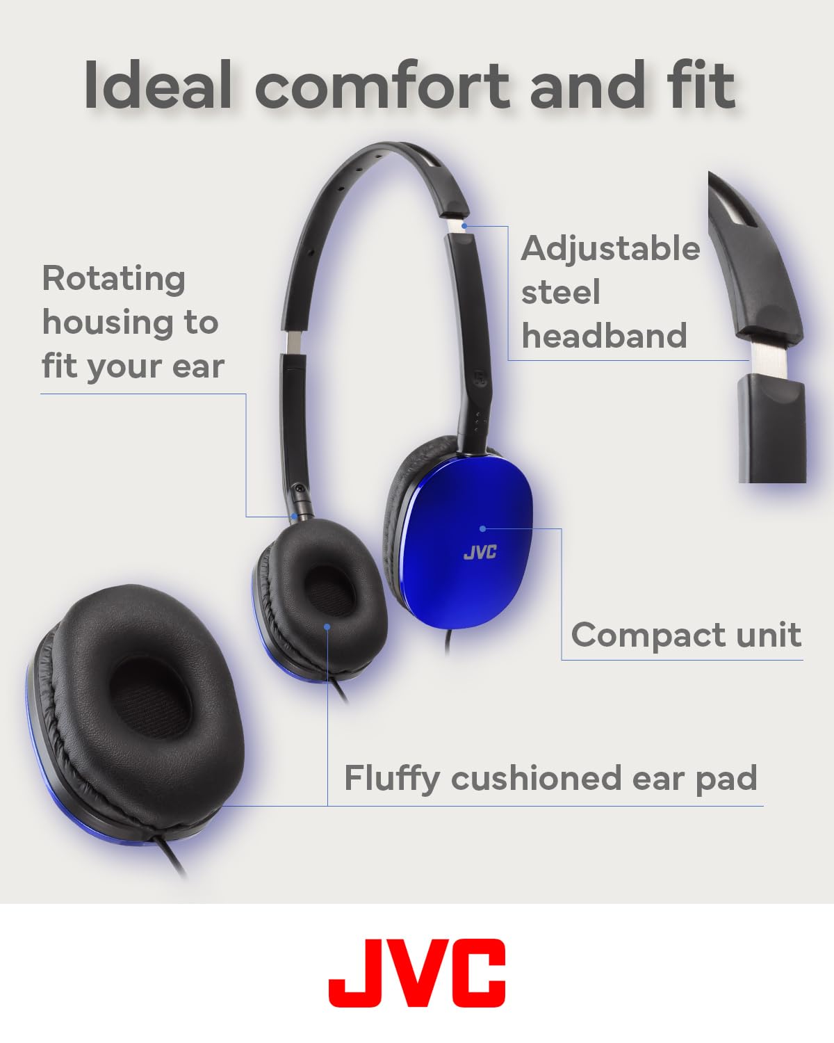 Foto 3 pulgar | Auriculares Planos Jvc Has160ma Con Mando A Distancia Y Micrófono, Color Azul - Venta Internacional.