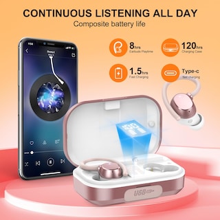 Foto 2 | Auriculares Inalámbricos Pomuic 120 Horas De Reproducción Hifi Stereo Ip7 - Venta Internacional.