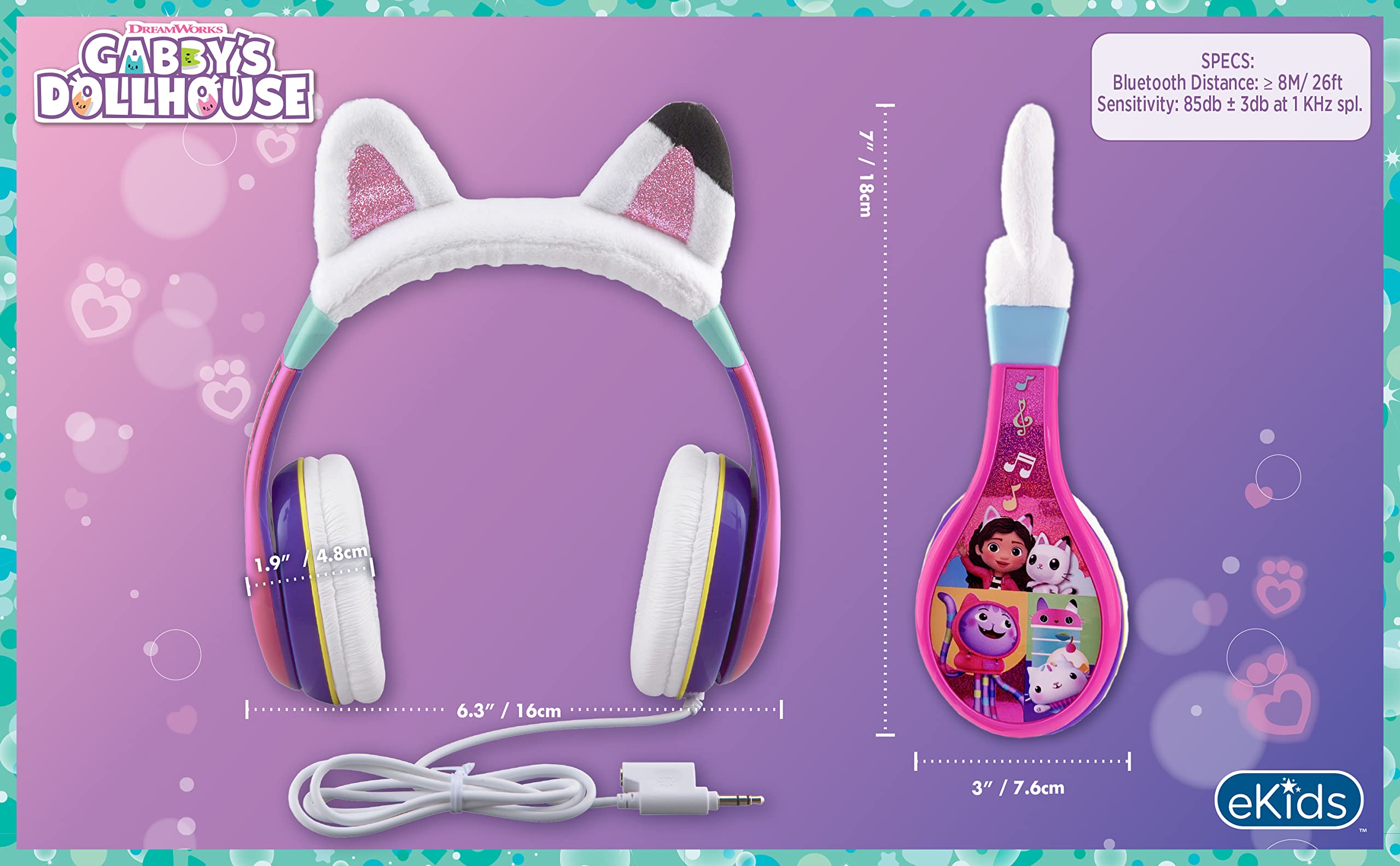 Foto 7 | Auriculares Ekids Gabbys Dollhouse Para Niños Con Control De Volumen - Venta Internacional.