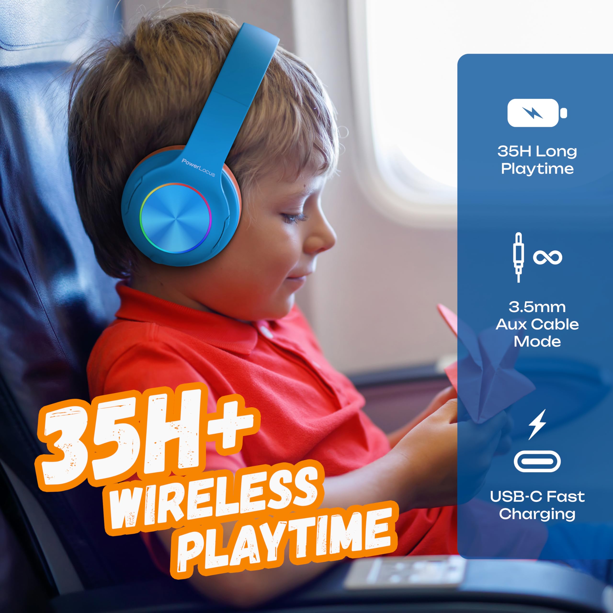 Foto 4 pulgar | Auriculares Bluetooth Powerlocus Led Para Niños Con Luces Led 30h - Venta Internacional.