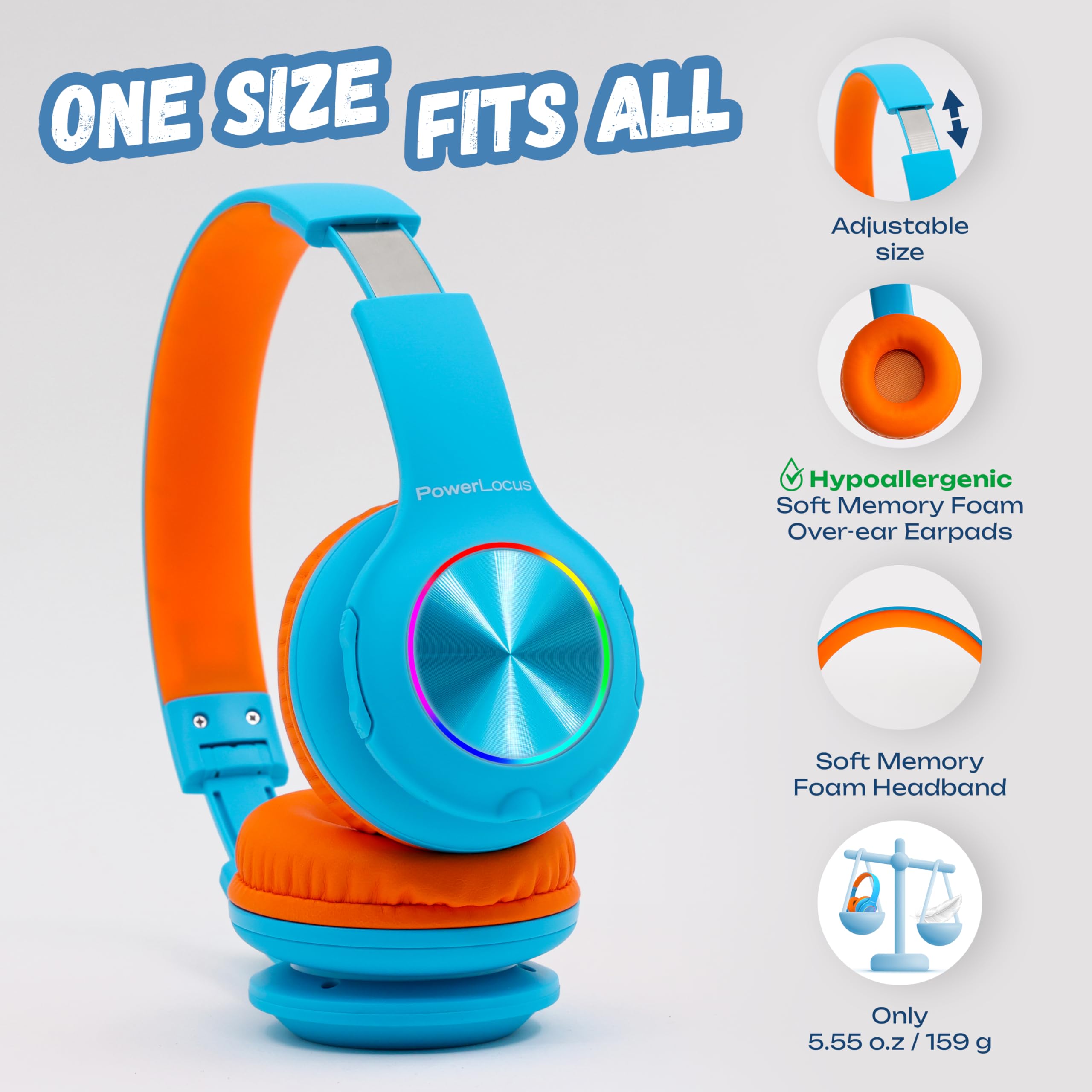 Foto 6 pulgar | Auriculares Bluetooth Powerlocus Led Para Niños Con Luces Led 30h - Venta Internacional.