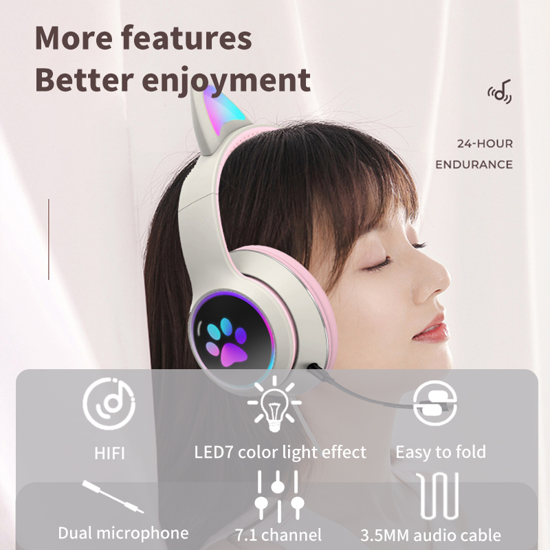Foto 4 pulgar | Auriculares Para Gatos Y Niñas Con Cable Y Cancelación De Ruido - Venta Internacional.