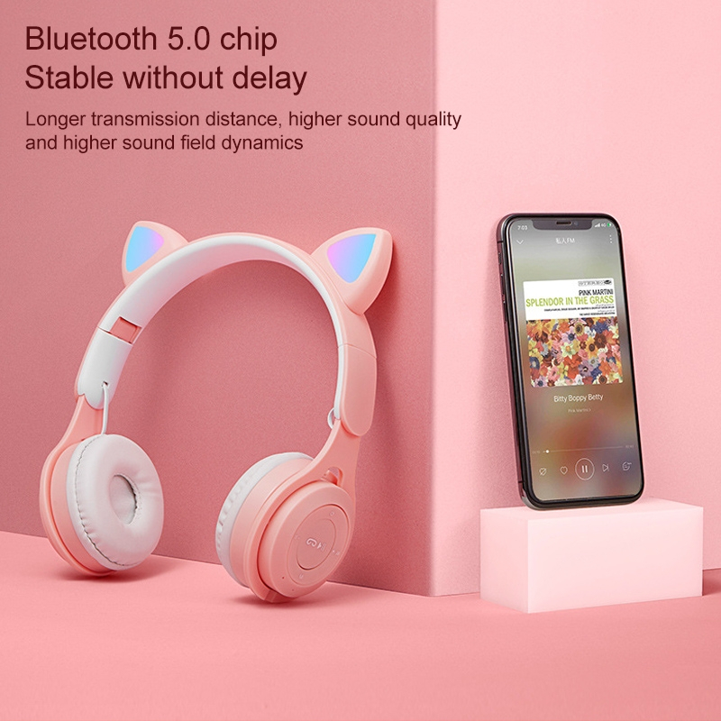 Foto 3 pulgar | Auriculares Bluetooth Coloridos Y Luminosos Bicolores Con Orejas M6 - Venta Internacional.
