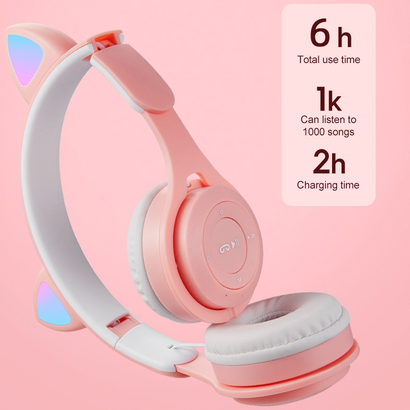 Foto 4 pulgar | Auriculares Bluetooth Coloridos Y Luminosos Bicolores Con Orejas M6 - Venta Internacional.