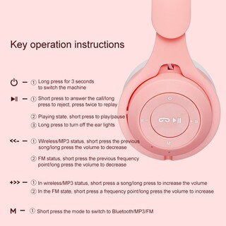 Foto 4 | Auriculares Bluetooth Coloridos Y Luminosos Bicolores Con Orejas M6 - Venta Internacional.