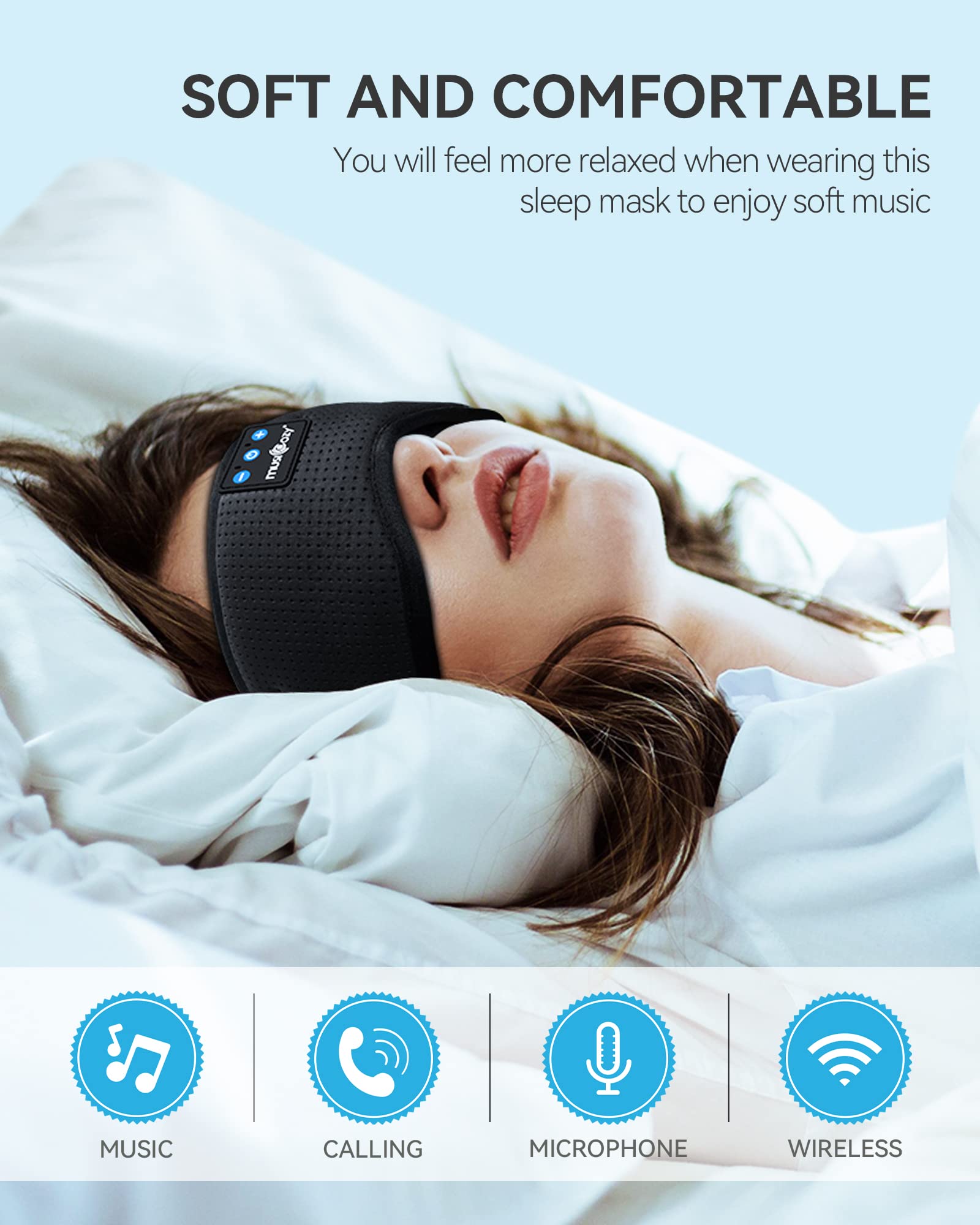 Foto 3 pulgar | Headphones Para Dormir Musicozy Bluetooth 5.2, Diadema Con Máscara Para Ojos - Venta Internacional.