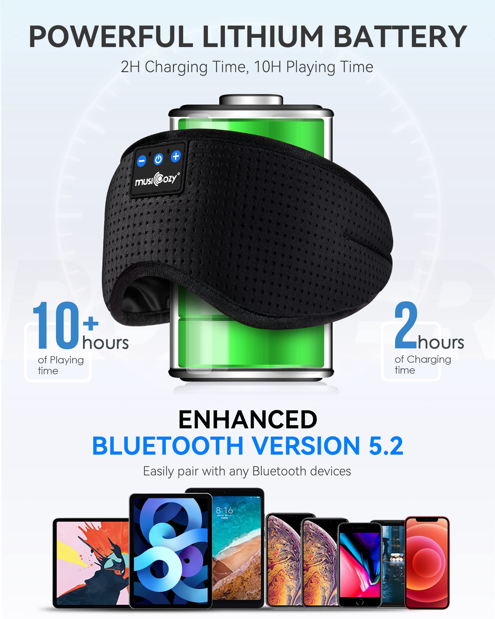 Foto 5 pulgar | Headphones Para Dormir Musicozy Bluetooth 5.2, Diadema Con Máscara Para Ojos - Venta Internacional.