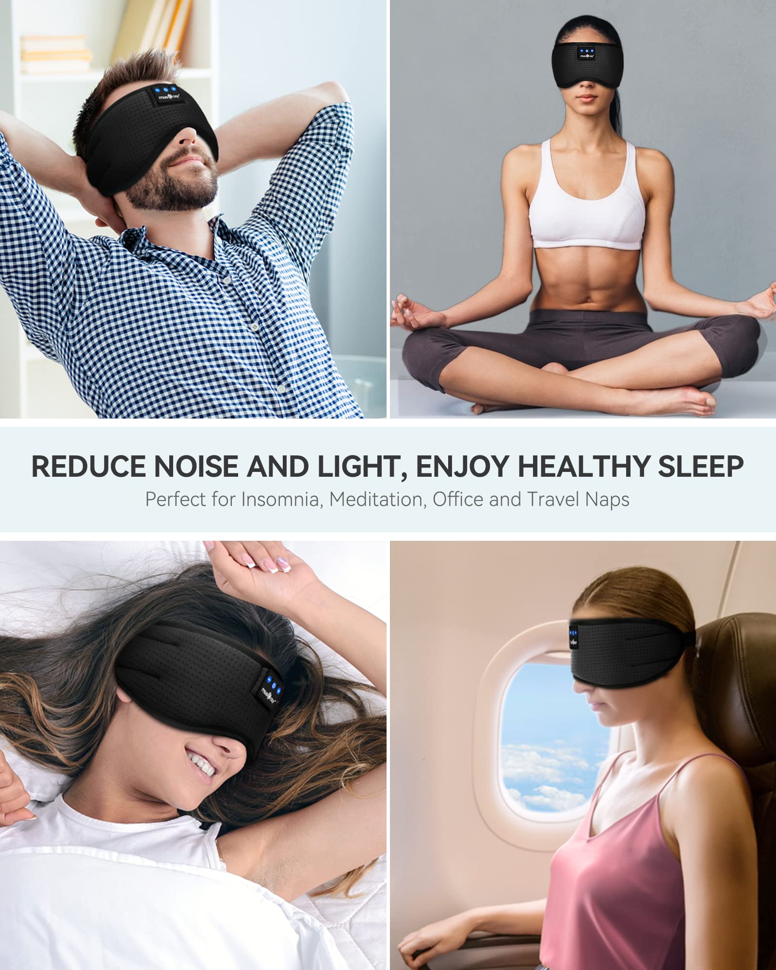 Foto 8 pulgar | Headphones Para Dormir Musicozy Bluetooth 5.2, Diadema Con Máscara Para Ojos - Venta Internacional.