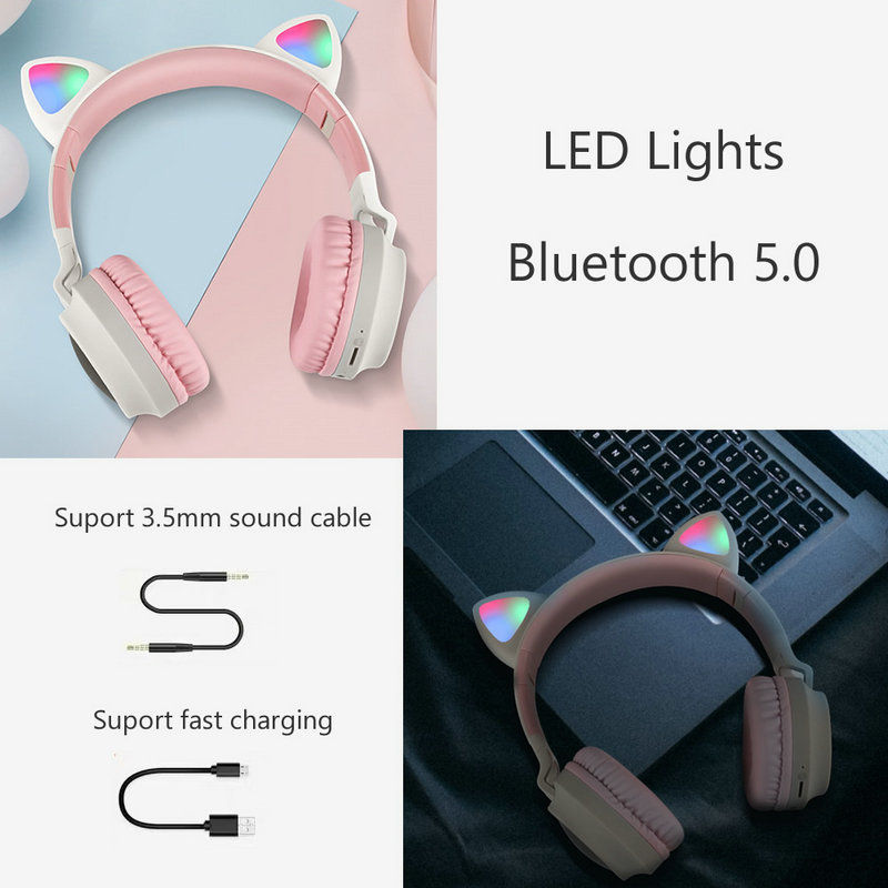 Foto 1 | Auriculares Inalámbricos Bluetooth Con Diadema Y Led De 5 Colores - Venta Internacional.