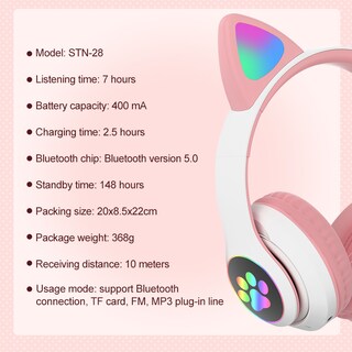 Foto 5 | Auriculares Inalámbricos Bluetooth Con Diadema Para Gatos Para Amantes De Los Gatos - Venta Internacional.