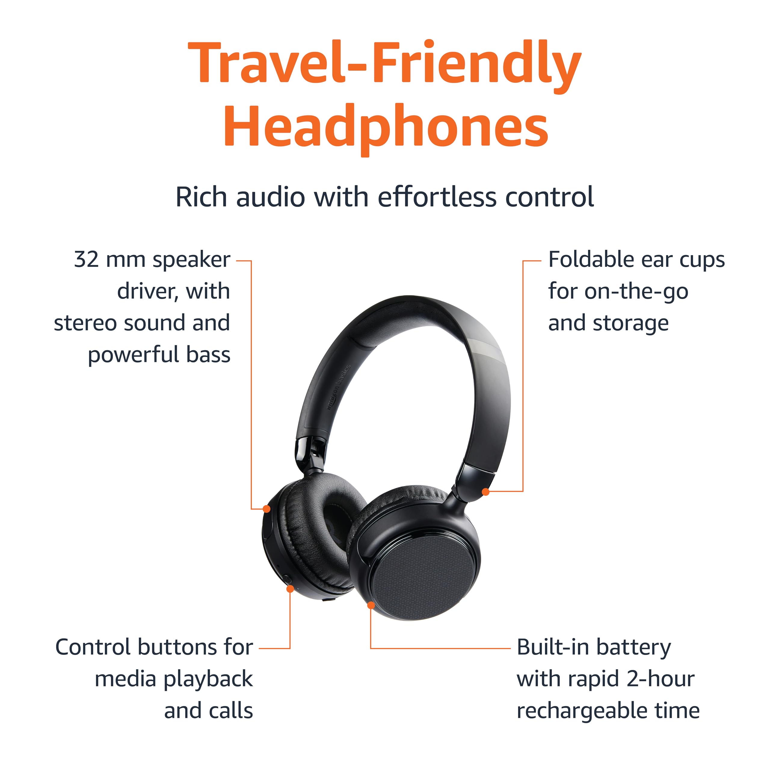 Foto 3 pulgar | Auriculares Intraurales Inalámbricos Amazon Basics 35h Playtime Negros - Venta Internacional.