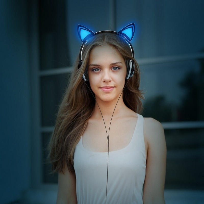 Foto 3 pulgar | Auriculares Cat Ears Estéreo Con Luz Led Plegable Para Jugadores, Color Azul - Venta Internacional.