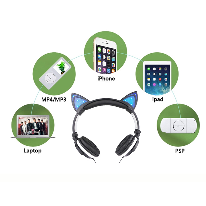 Foto 4 pulgar | Auriculares Cat Ears Estéreo Con Luz Led Plegable Para Jugadores, Color Azul - Venta Internacional.