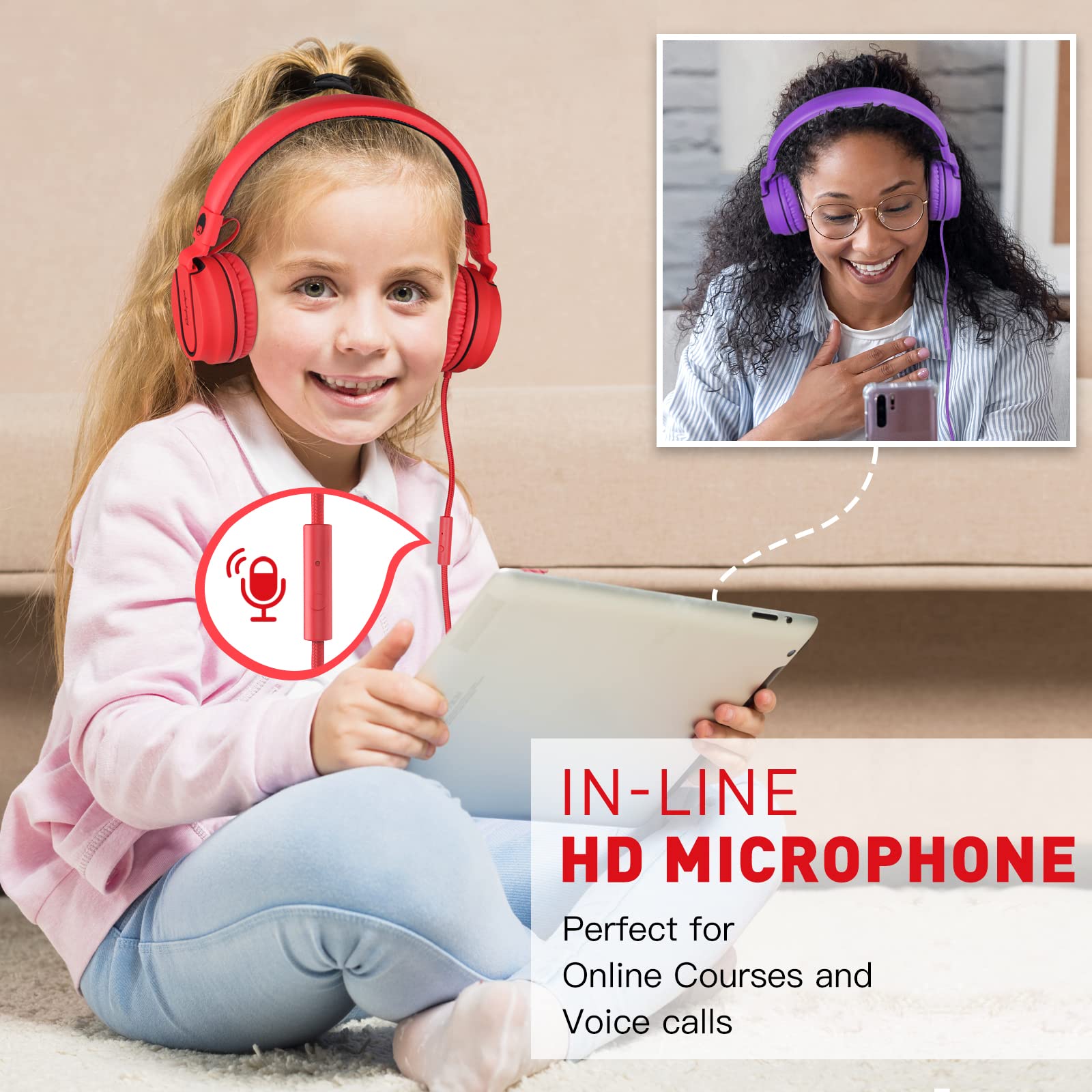 Foto 6 pulgar | Audífonos Alámbricos Rockpapa Rojos con Micrófono-Venta Internacional