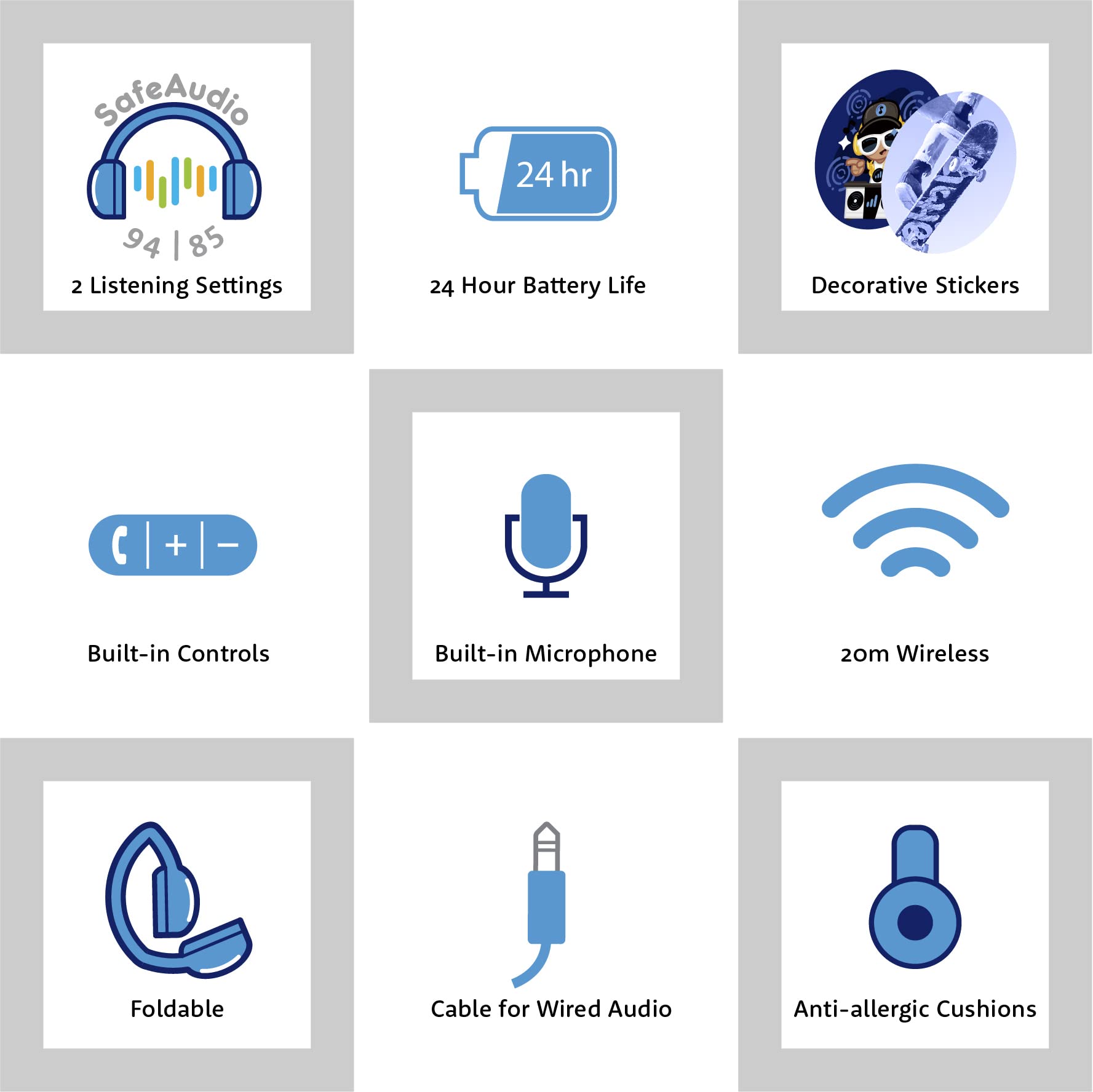 Foto 3 | Auriculares Supraaurales Inalámbricos Bluetooth Para Niños Buddyphones Pop Fu - Venta Internacional.