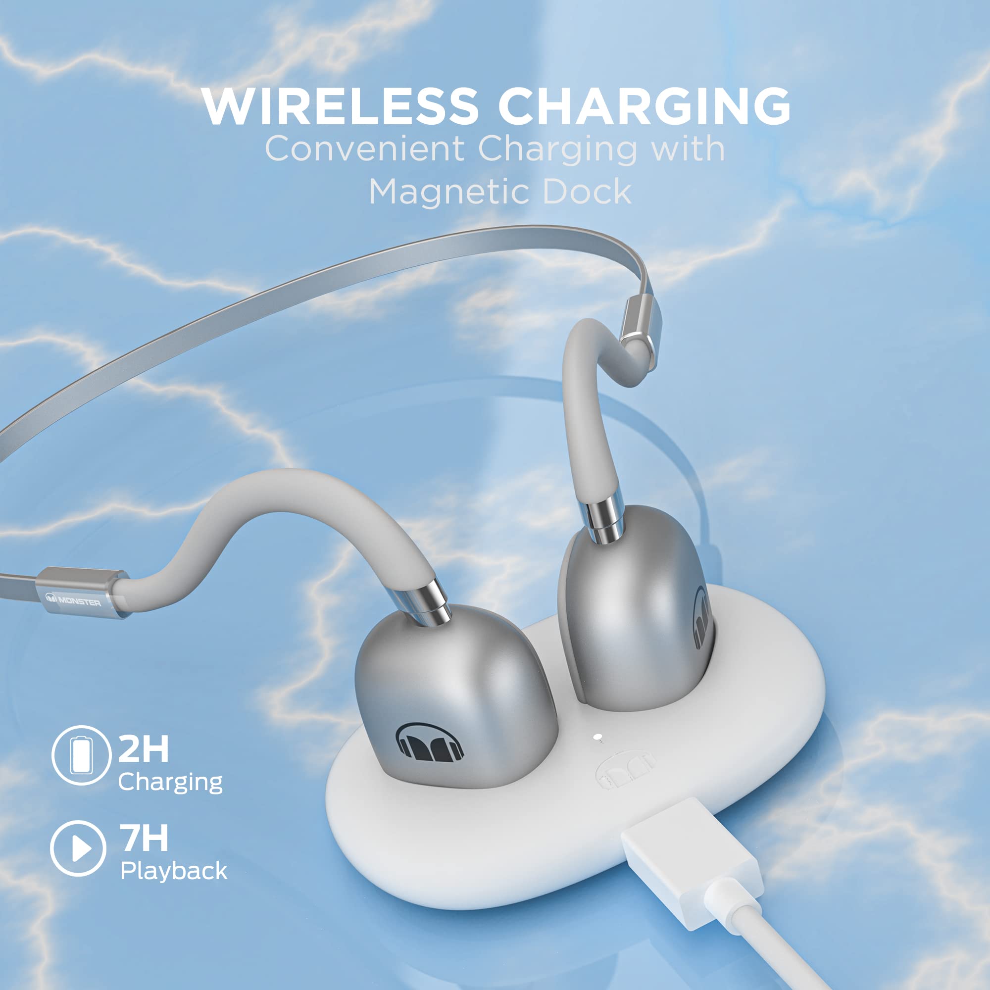 Foto 5 pulgar | Auriculares Abiertos Monster Air Conduction Bluetooth 5.3 Sil - Venta Internacional.