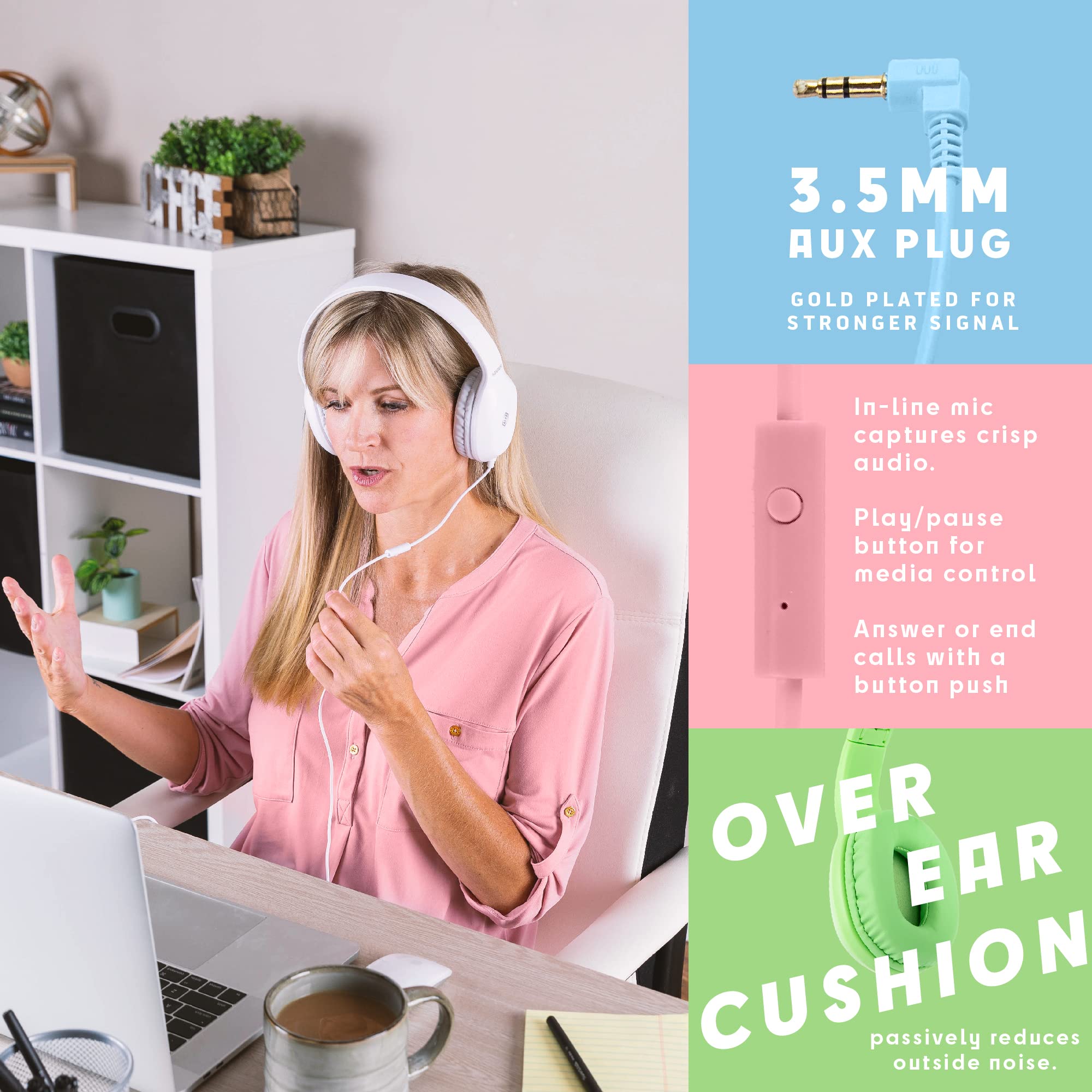 Foto 4 pulgar | Auriculares Sonitum Bulk Kids Con Micrófono, Paquete De 5 Unidades, Supraaurales, 3,5 Mm - Venta Internacional.