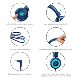 Foto 4 | Auriculares Noot Products K11 Estéreo Plegables Para Niños, Azul Marino Y Verde Azulado - Venta Internacional.