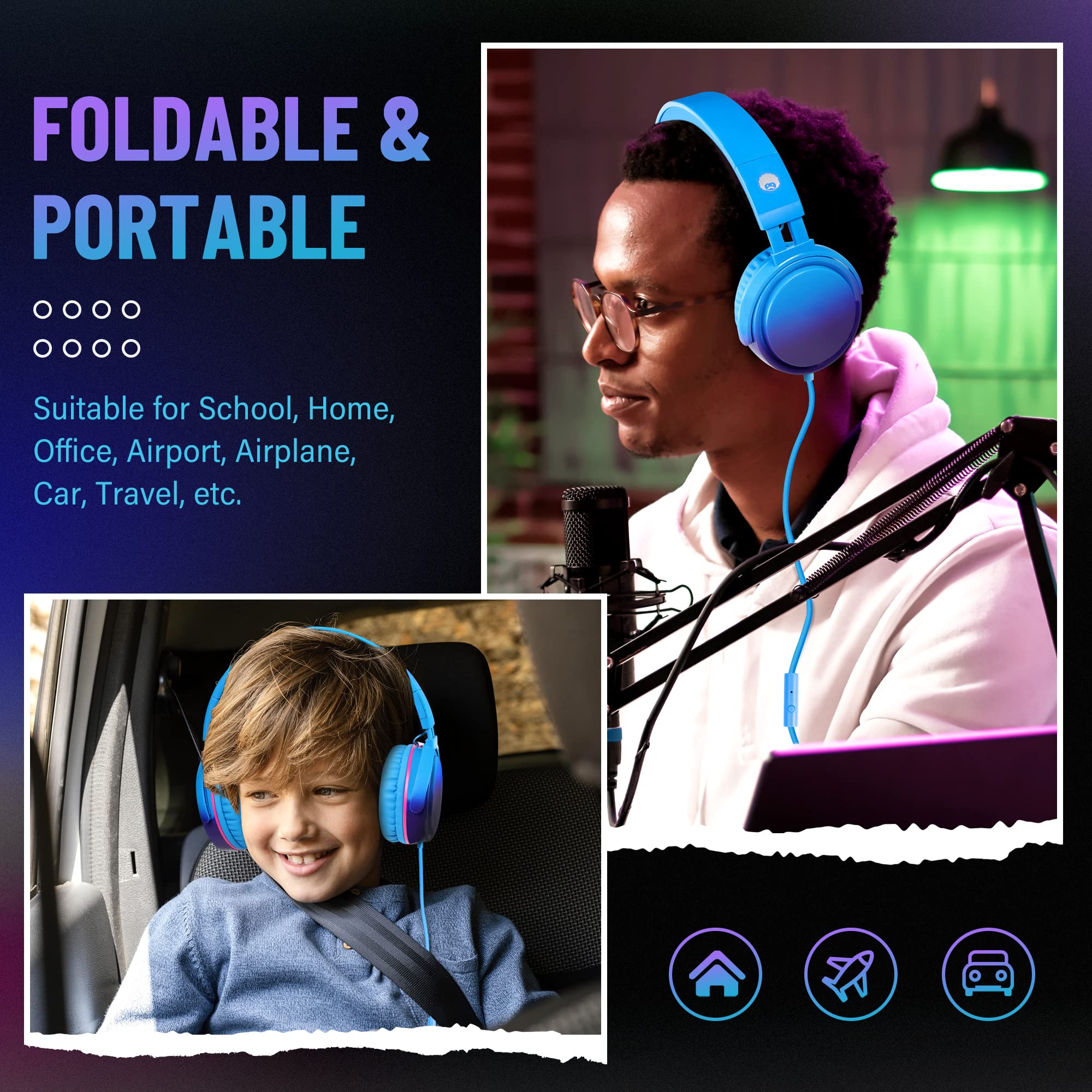 Foto 6 | Auriculares Rockpapa Grade Con Cable Y Micrófono, Color Azul - Venta Internacional.