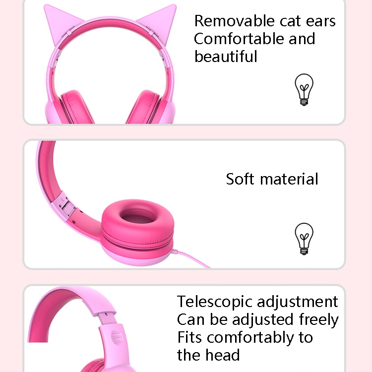 Foto 4 pulgar | Auriculares Desmontables Con Cable Montados En La Cabeza Gorsun Gs-e61v Pink - Venta Internacional.