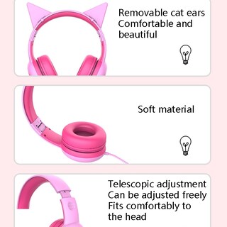 Foto 3 | Auriculares Desmontables Con Cable Montados En La Cabeza Gorsun Gs-e61v Pink - Venta Internacional.