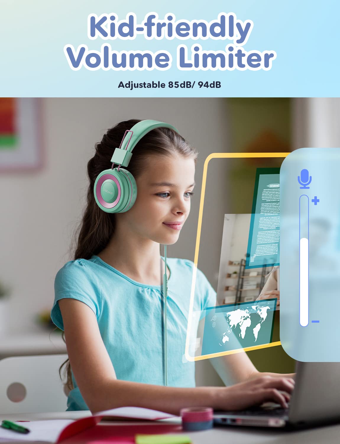 Foto 6 pulgar | Auriculares Simjar Kids Con Limitador De Volumen De Micrófono 85/94 Db  - Venta Internacional.