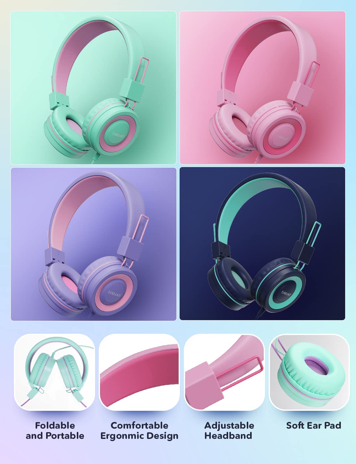 Foto 7 pulgar | Auriculares Simjar Kids Con Limitador De Volumen De Micrófono 85/94 Db  - Venta Internacional.