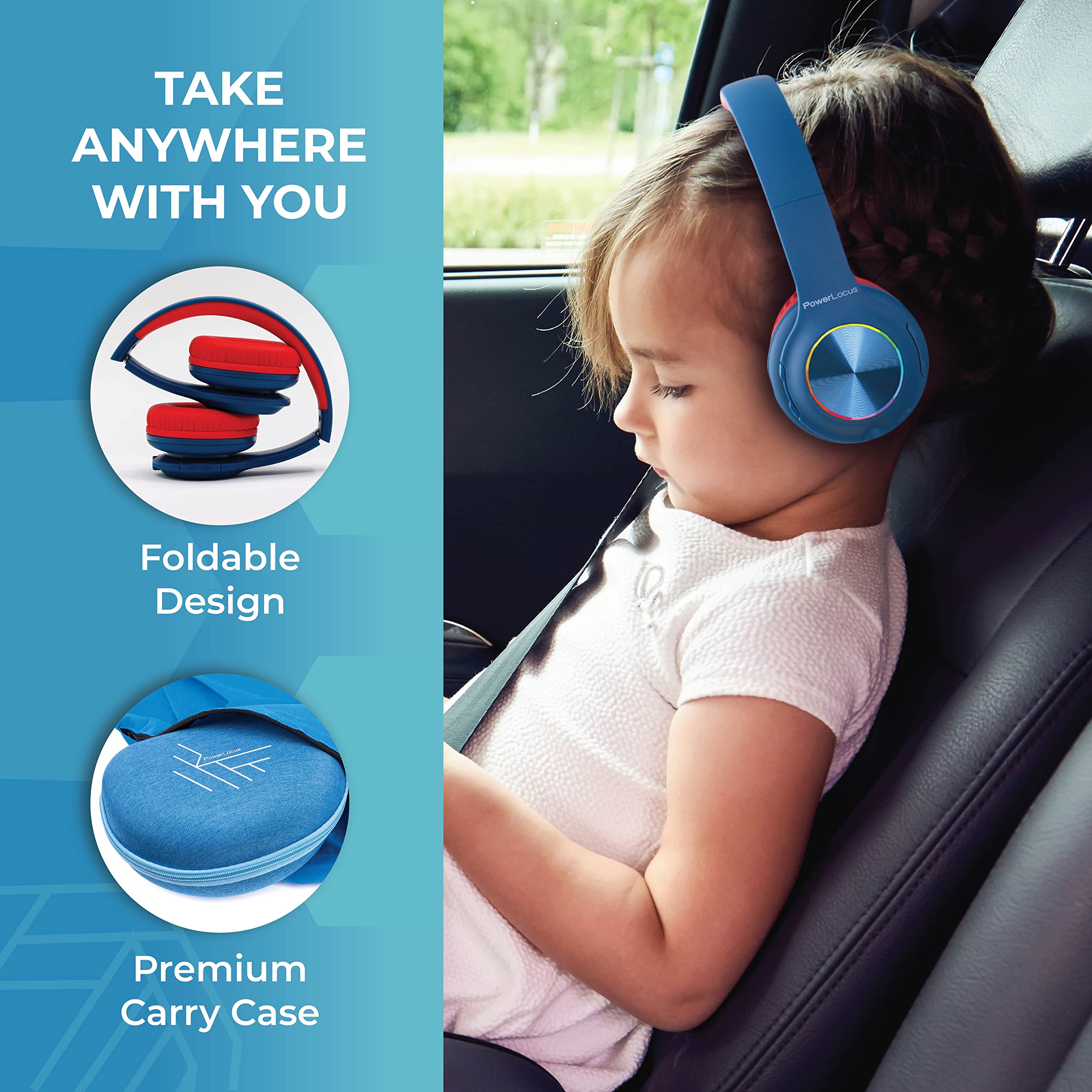 Foto 6 | Auriculares Bluetooth Powerlocus Led Para Niños Con Luces Led 30h - Venta Internacional.