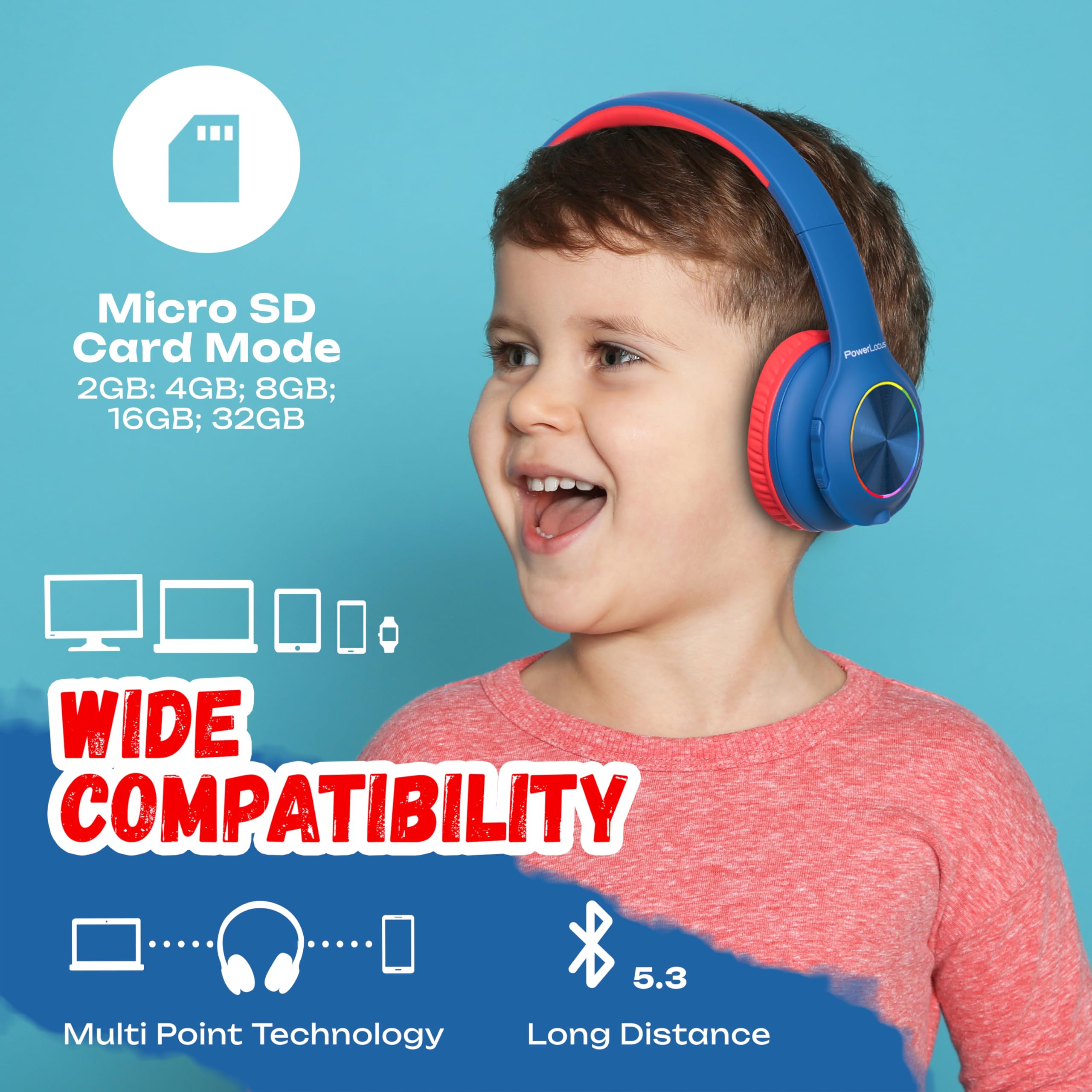 Foto 8 pulgar | Auriculares Bluetooth Powerlocus Led Para Niños Con Luces Led 30h - Venta Internacional.
