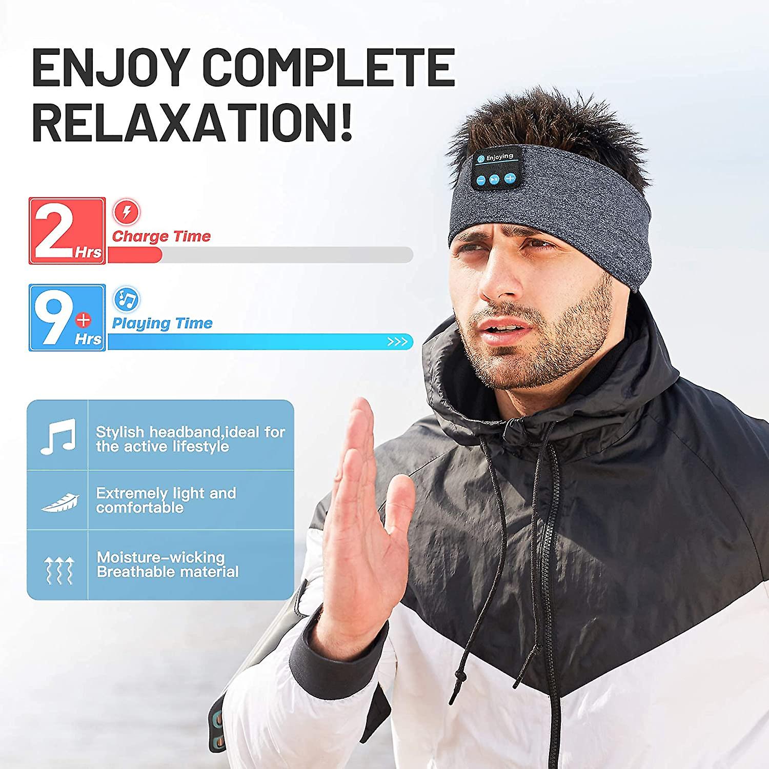 Foto 3 | Diadema Deportiva Bluetooth Con Auriculares Inalámbricos Para Dormir - Venta Internacional.