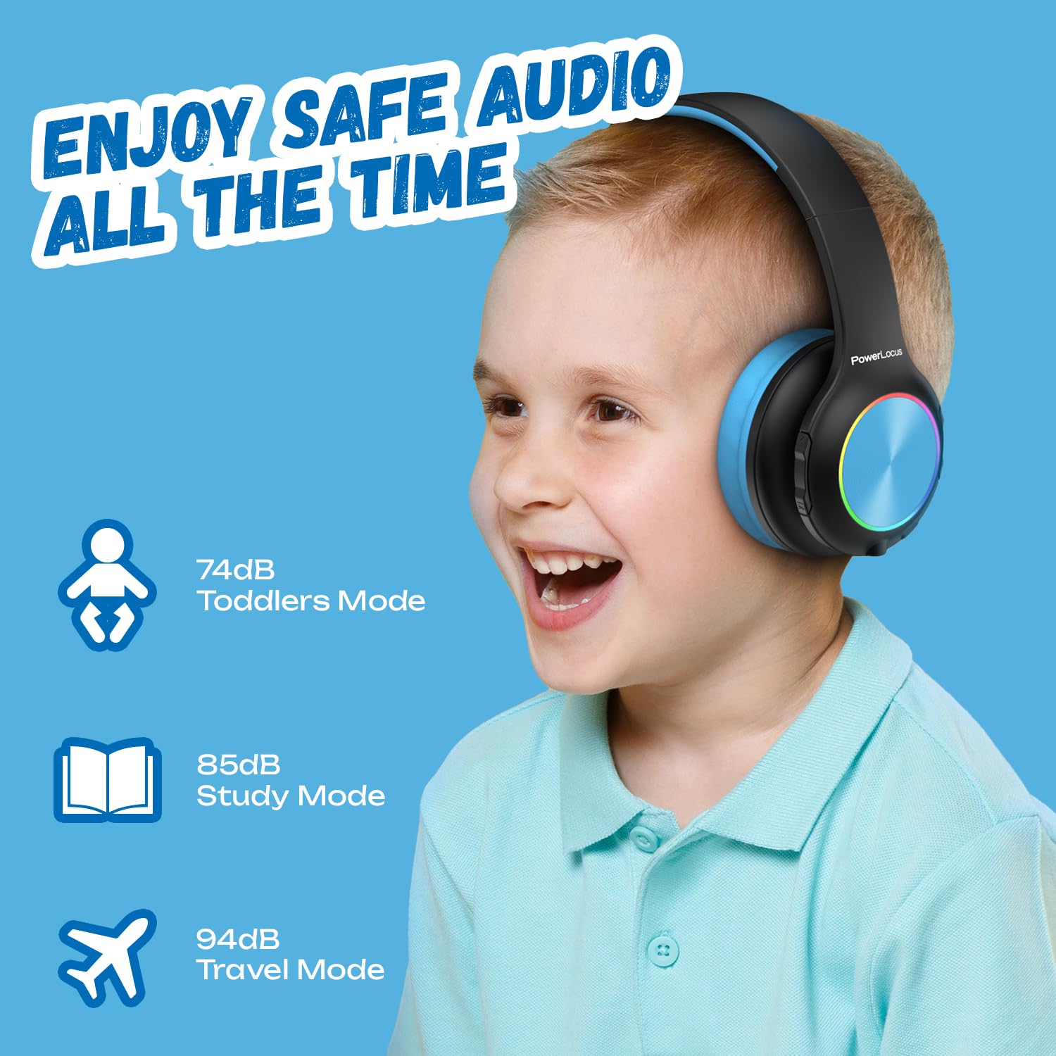 Foto 3 pulgar | Auriculares Bluetooth Powerlocus Led Para Niños Con Luces Led 30h - Venta Internacional.