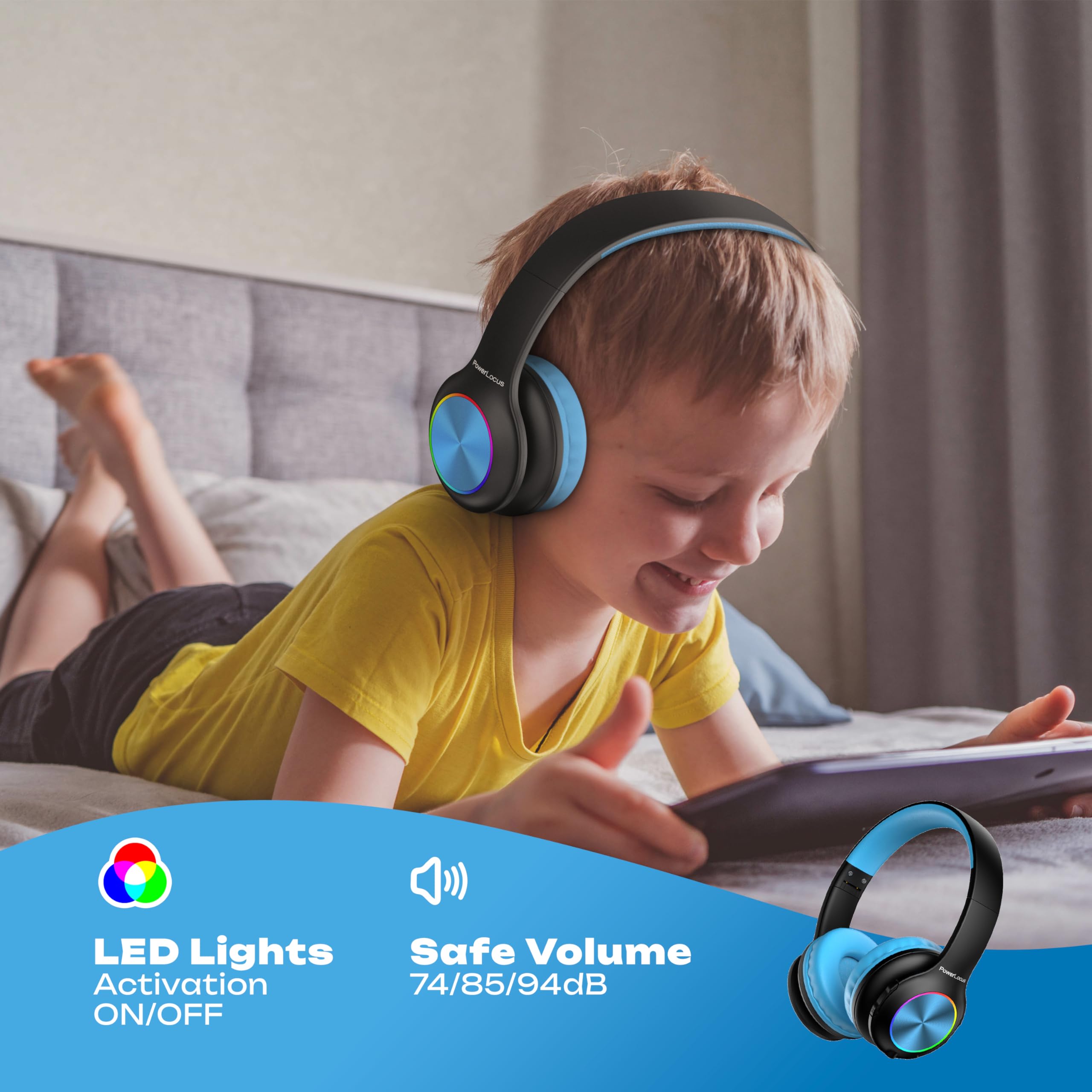 Foto 4 pulgar | Auriculares Bluetooth Powerlocus Led Para Niños Con Luces Led 30h - Venta Internacional.