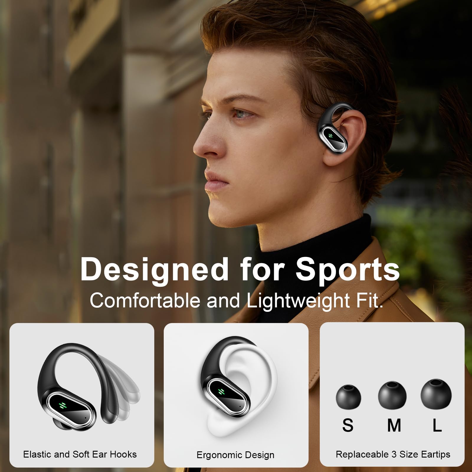 Foto 4 | Auriculares Inalámbricos, Deportivos Bluetooth 5.3 Con Ganchos Para La Oreja, Auriculares Intraurale - Venta Interna