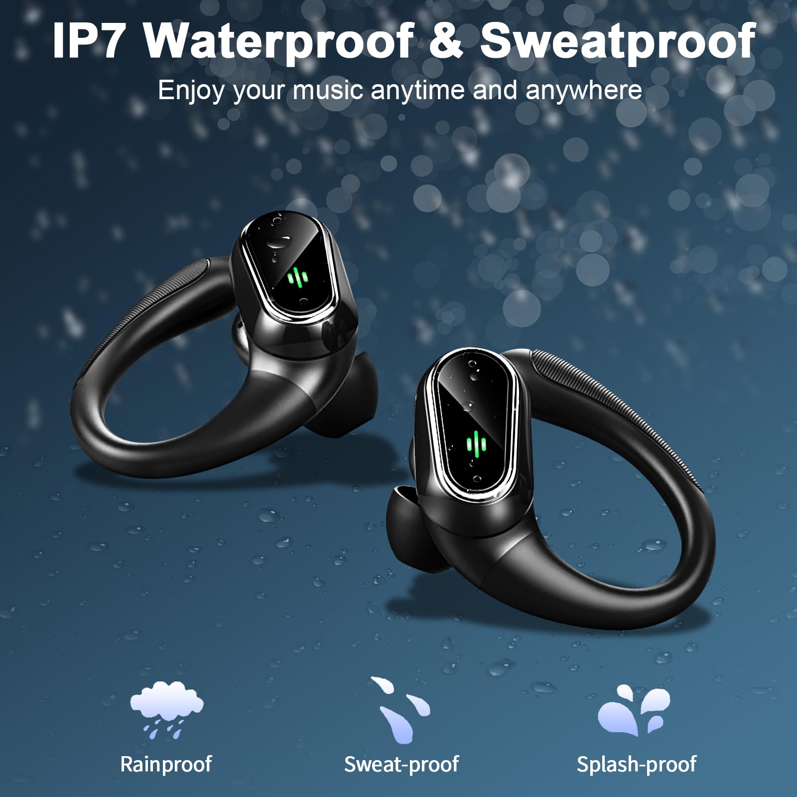 Foto 7 pulgar | Auriculares Inalámbricos, Deportivos Bluetooth 5.3 Con Ganchos Para La Oreja, Auriculares Intraurale - Venta Interna
