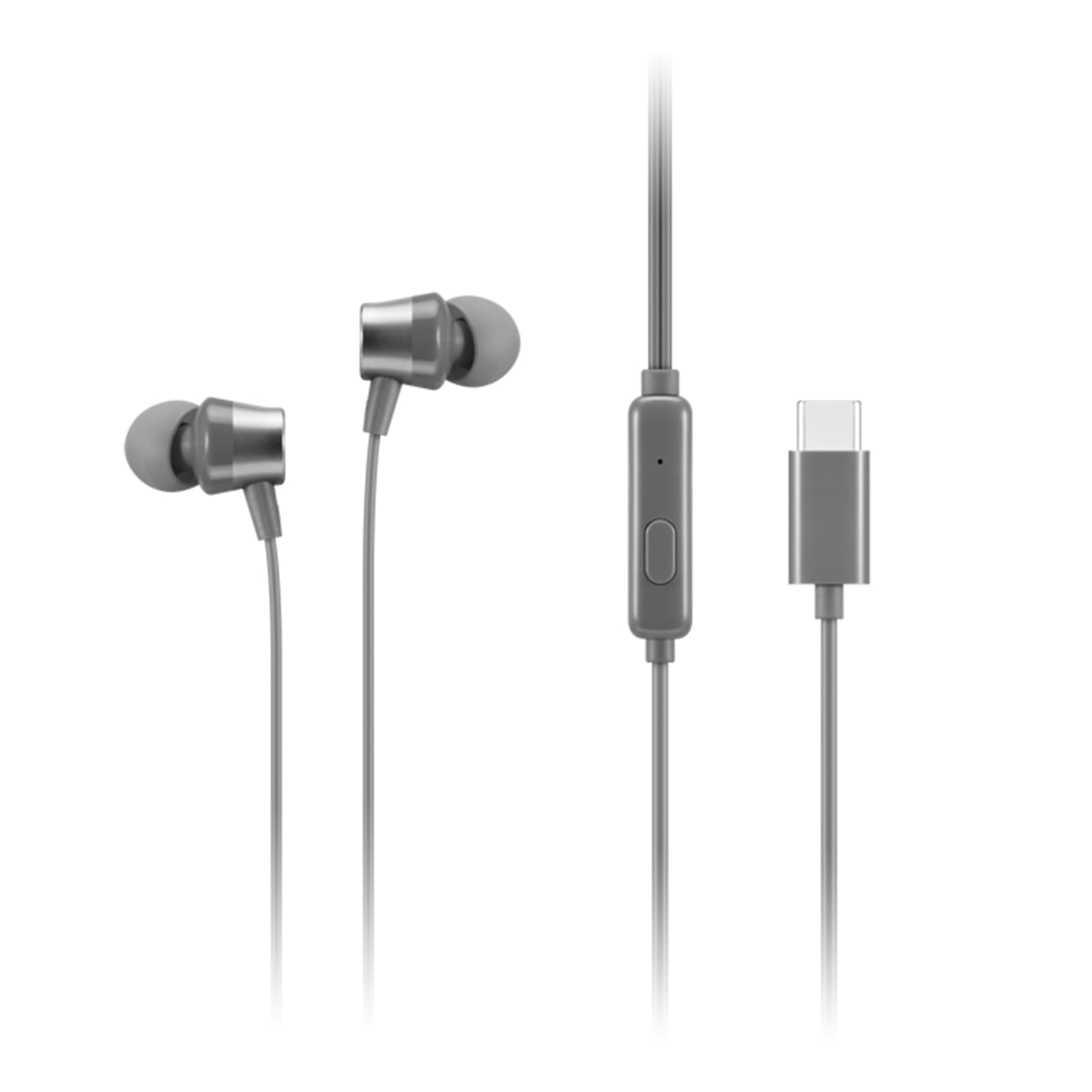 Auriculares Intraurales Lenovo 300 Con Cable Usb-c Y Micrófono, Color Gris - Venta Internacional.