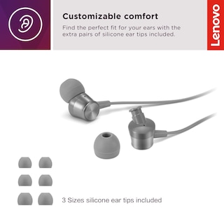 Foto 3 | Auriculares Intraurales Lenovo 300 Con Cable Usb-c Y Micrófono, Color Gris - Venta Internacional.